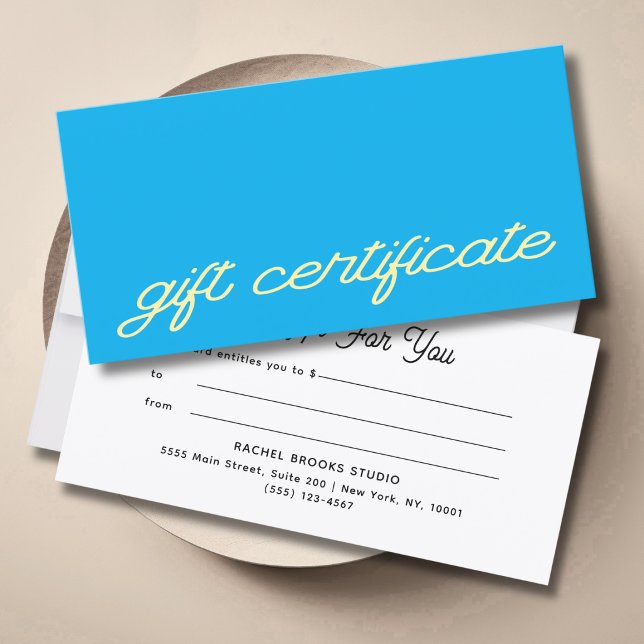 Moderne Blaue Geschenkkarte im Skript-Stil (Modern Script Blue Gift Certificate)