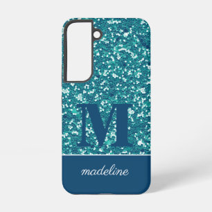 Moderne blaue glitzernde Personalisierung Samsung Galaxy Hülle