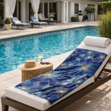 Moderne Blaue Gold Blumenmuster