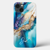 Moderne Blaue Goldmarmor-Monogramm-Personalisierun