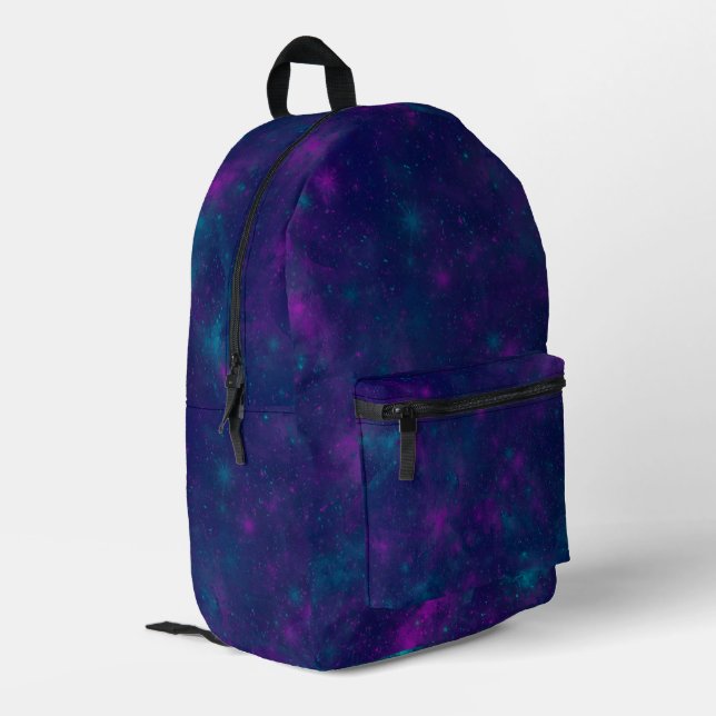 Moderne Blaue Gradienten Kosmos Weltraumgalaxie Ju Bedruckter Rucksack (Rückseitige Ecke links)
