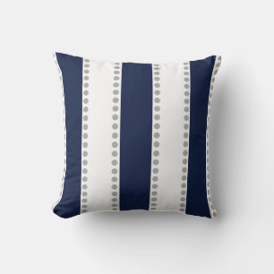 Moderne blaue, graue Polka Punkte Streifen   Kissen