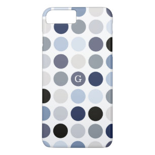 moderne blaue graue Punkte-Muster-Monogramm Case-Mate iPhone Hülle