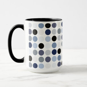 moderne blaue graue Punkte-Muster-Monogramm Tasse