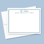 Moderne blaue Grenze - Familienname Stationierung Mitteilungskarte<br><div class="desc">Dieses Design weist eine dünne Doppelgrenze mit Platz für einen Familiennamen und einzelne Familiennamen auf. Klicken Sie auf die Schaltfläche Anpassen, wenn Sie die Designelemente anpassen und/oder den Text weiter verändern möchten! Variationen dieses Designs, zusätzliche Farben sowie koordinierende Produkte sind in unserem Shop, zazzle.com/store/doodlelulu verfügbar. Kontaktieren Sie uns, wenn Sie...</div>
