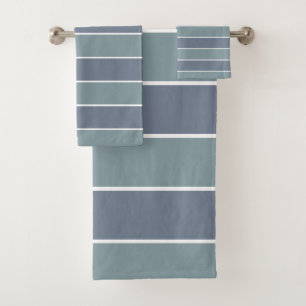 Moderne blaue grüne Streifen Badhandtuch Set