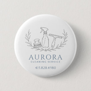 Moderne blaue Hausreinigungs- und Haushaltshilfese Button