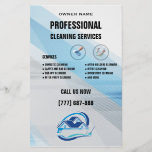 Moderne blaue Hausreinigungsservice-Hausreinigung  Flyer