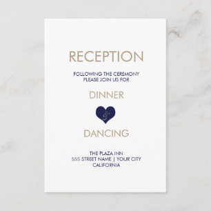 Moderne blaue Herz-und Streifen-Empfangs-Karte Begleitkarte