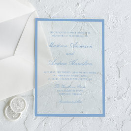 Moderne blaue Hochzeit mit Rahmen Acryleinladungen