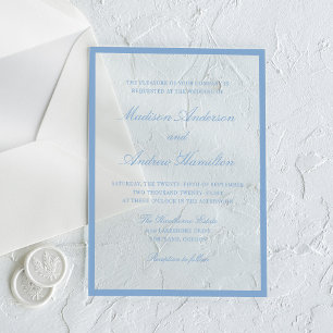 Moderne blaue Hochzeit mit Rahmen Acryleinladungen
