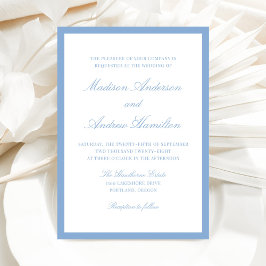 Moderne blaue Hochzeit mit Rahmen Einladung