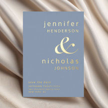 Moderne blaue Hochzeit rettet das Datum Gold