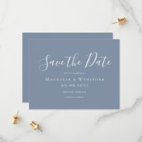 Moderne blaue Hochzeit spart das Datum