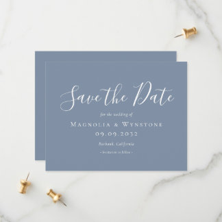 Moderne blaue Hochzeit spart das Datum Save The Date