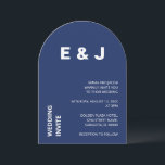 Moderne blaue Hochzeitseinladung Einladung<br><div class="desc">An der Vorderseite dieser modernen Hochzeitseinladungskarte befindet sich eine weiße Schrift auf marineblau blauem Hintergrund. Die Rückseite der Karte ist schlicht blau. Eine schöne Hochzeitseinladungskarte,  die einfach online personalisiert werden kann,  bevor sie bestellt wird.</div>