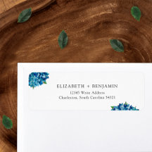 Moderne Blaue Hortensien Hochzeit RSVP Rücksendead
