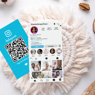 Moderne blaue Instagram- benutzerdefinierte Social Visitenkarte