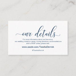 Moderne blaue Kalligraphie, Hochzeit unserer Detai Begleitkarte