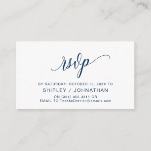 Moderne blaue Kalligraphie, Hochzeitsszenario RSVP Begleitkarte