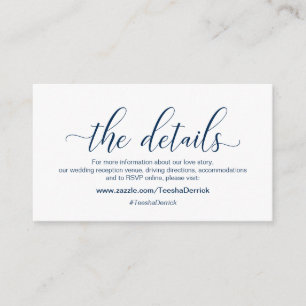 Moderne blaue Kalligraphie, Unsere Details, Websit Begleitkarte