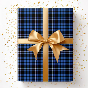 Moderne blaue Karo-Muster Geschenkpapier