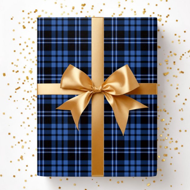 Moderne blaue Karo-Muster Geschenkpapier (Modern Blue Plaid Pattern Wrapping Paper)