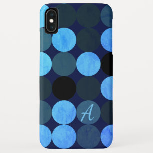 Moderne blaue Kreise & Monogramm Case-Mate iPhone Hülle