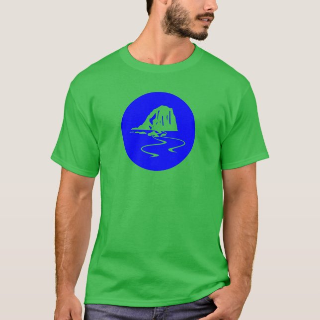 Moderne blaue kreisförmige Meerestorbogen-Ikone T-Shirt (Vorderseite)