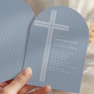 Moderne Blaue Kreuz Einladung zur Konfirmation
