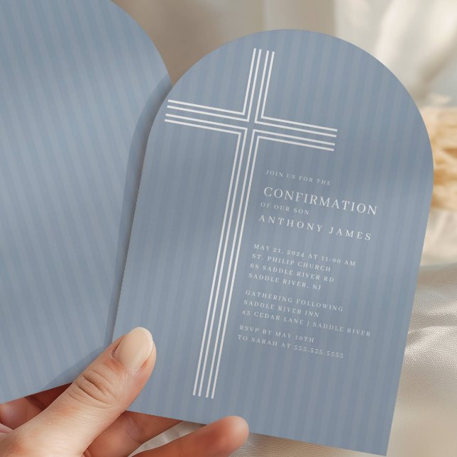 Moderne Blaue Kreuz Einladung zur Konfirmation (Von Creator hochgeladen)