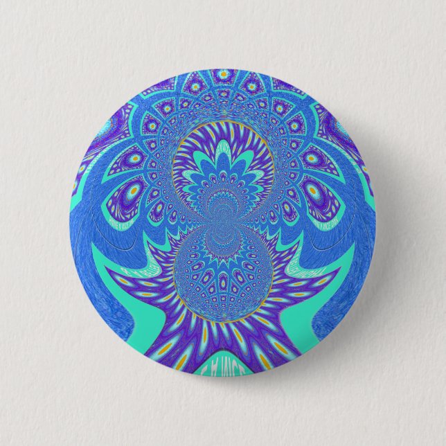 Moderne blaue Kunst Button (Vorderseite)