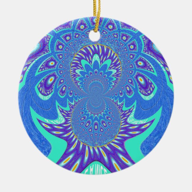 Moderne blaue Kunst Keramik Ornament (Vorne)