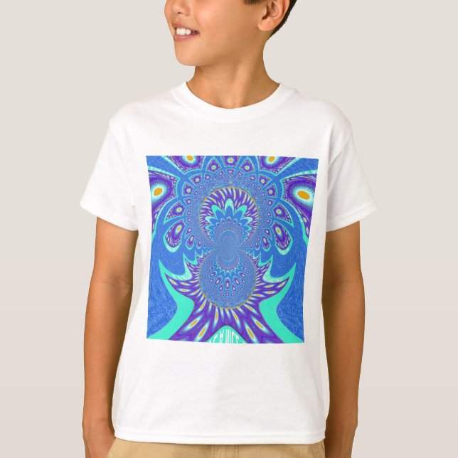 Moderne blaue Kunst T-Shirt (Vorderseite)