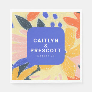 Moderne blaue Künstlerische Abstrakte botanische H Serviette