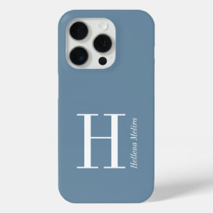 Moderne Blaue Küsten Weiße Monogramm Name Case-Mate iPhone Hülle