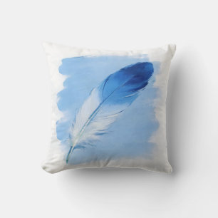Moderne blaue Küstenmalerei-Einzelfeder Kissen