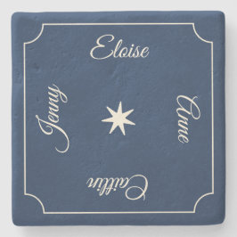 Moderne blaue Launen (Namen von Freunden oder Fami Steinuntersetzer