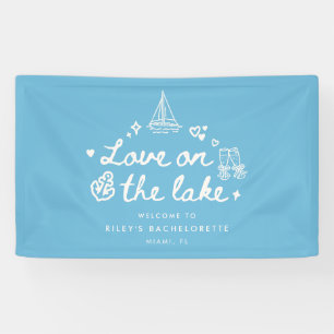 Moderne blaue Liebe am See Junggesellinnen-Abschie Banner