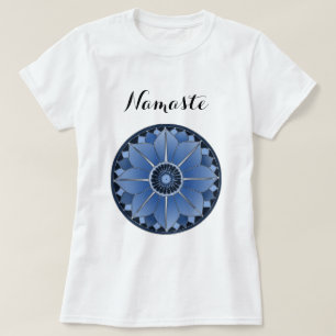 Moderne Blaue Mandala Namaste T-Shirt