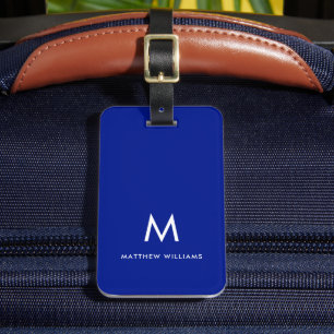 Moderne blaue Minimal-Monogramm-Benutzerdefiniert Gepäckanhänger