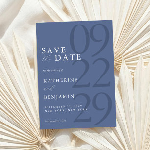 Moderne Blaue Minimalistische Hochzeit Save The Date