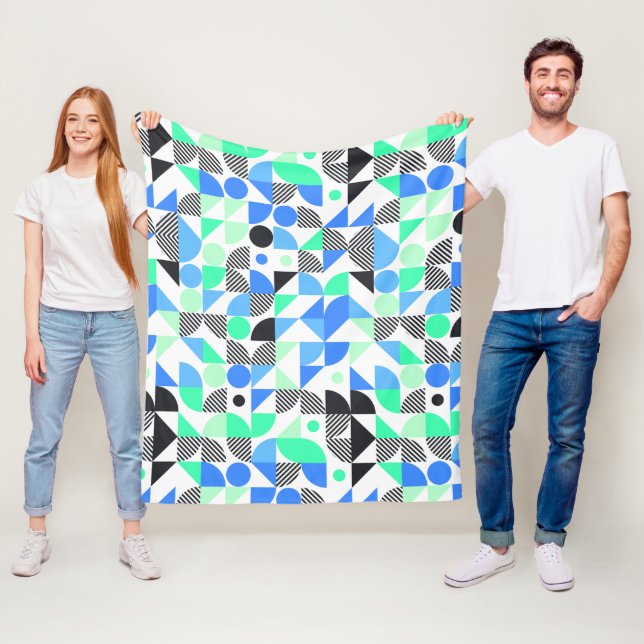 Moderne Blaue Minze Geometrisch Fleecedecke (Beispiel)