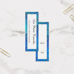 Moderne blaue Modeboutique mit hängendem Preisschi