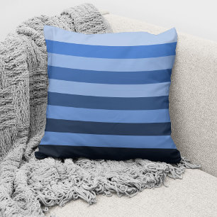 Moderne Blaue Monochrome Farbbblock-Streifen Kissen