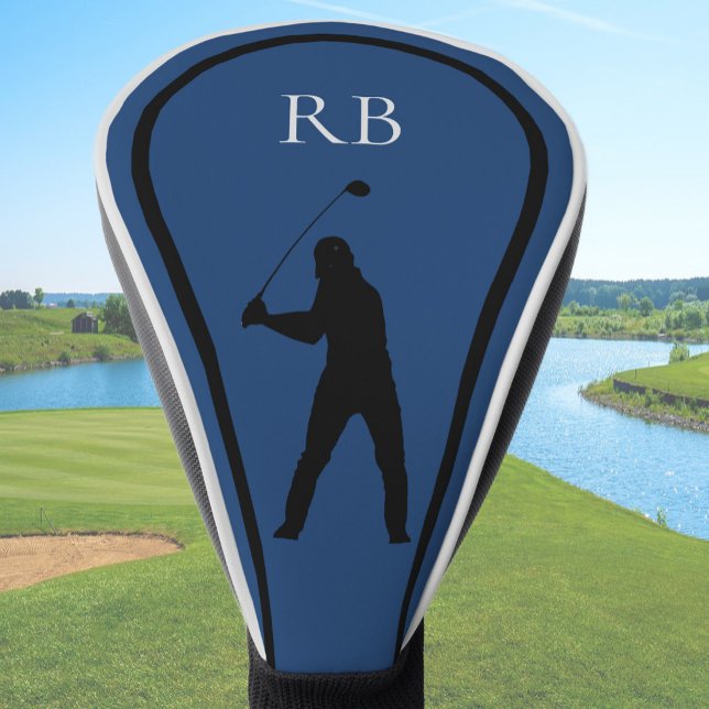 Moderne blaue Monogramm-Golfkopfabdeckung für Herr Golf Headcover (Von Creator hochgeladen)
