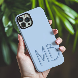 Moderne Blaue Monogramm-Initialen Zeitgenössisch iPhone 16 Pro Max Hülle