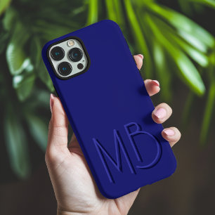 Moderne Blaue Monogramm-Initialen Zeitgenössisch iPhone 16 Pro Max Hülle