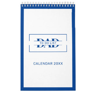 Moderne Blaue Monogramm-Name-To-Do-Listen 11” x 7" Kalender