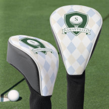 Moderne Blaue Muster Grüne Golfer Name Monogramm
